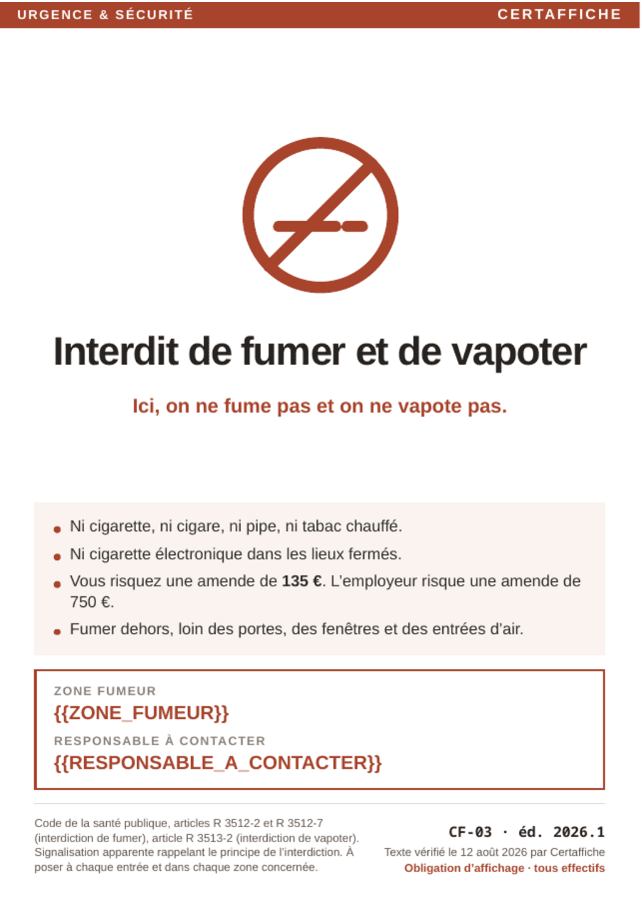 Aperçu de l'affiche : Interdit de fumer et de vapoter